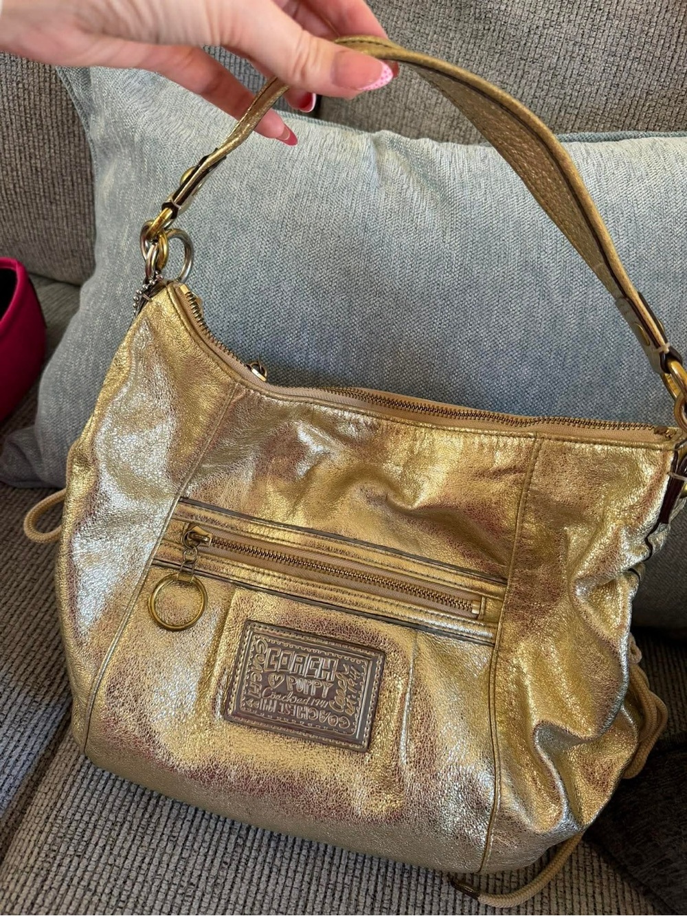 ✨Vintage✨Coach Poppy Metallic Gold Hobo Shoulder Bag